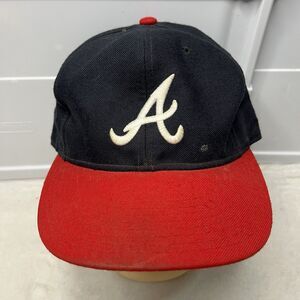 Mens Vintage 90s New Era Pro Model Atlanta Braves Plain Logo Fitted Hat Sz 7 1/4